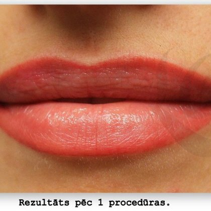 Lips healed, permanent makeup