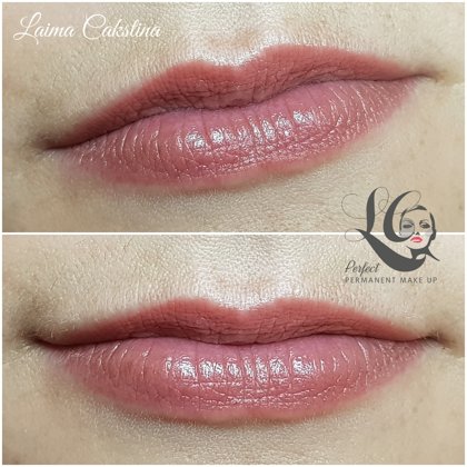 Lips permanent, nude healed