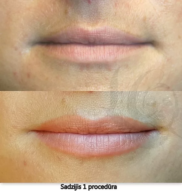 Nude lips, healed, permanent makeup