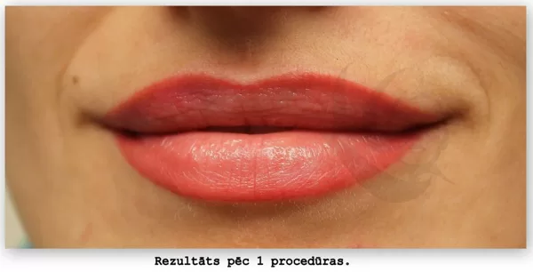 Lips healed, permanent makeup
