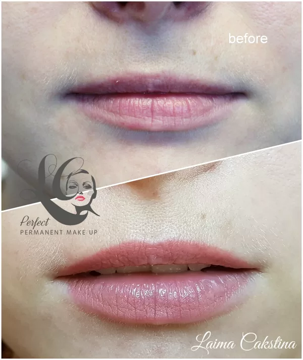 Lips micropigmentation, healed ''nude"
